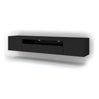 TV unit AURA 200 cm, black mat, with LED