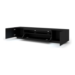 TV unit AURA 200 cm, black mat, with LED
