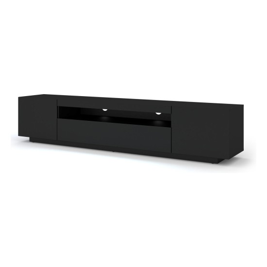 TV unit AURA 200 cm, black mat, with LED TV unit AURA 200 cm, black mat, with LED