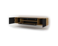 TV unit AURA 200 cm, artisan eiche with black mat front, with LED TV unit AURA 200 cm, artisan eiche with black mat front, with LED