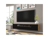 TV unit AURA 200 cm, artisan eiche with black mat front, with LED TV unit AURA 200 cm, artisan eiche with black mat front, with LED