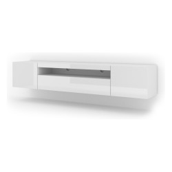 TV unit AURA 200 cm, white mat with white gloss front