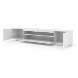 TV unit AURA 200 cm, white mat with white gloss front