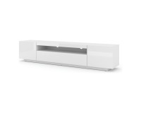 Тумба ТВ AURA 200 см, белый матовый с фасадом белым глянцем, с подсветкой