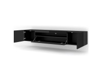 TV unit AURA 200 cm, black mat with black gloss front