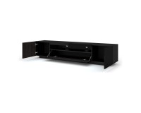 TV unit AURA 200 cm, black mat with black gloss front, with LED