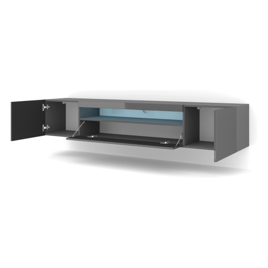TV unit AURA 200 cm, graphite, with LED TV unit AURA 200 cm, graphite, with LED