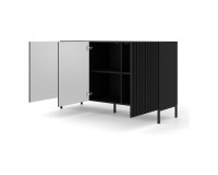 Chest of drawers SURF 150 cm, 3 doors, black mat, black legs