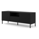 TV unit SURF 150 cm, 2 doors and 1 drawer, black mat, black legs