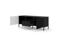 TV unit SURF 150 cm, 2 doors and 1 drawer, black mat, black legs