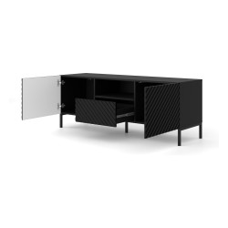 TV unit SURF 150 cm, 2 doors and 1 drawer, black mat, black legs TV unit SURF 150 cm, 2 doors and 1 drawer, black mat, black legs