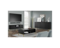 TV unit SURF 150 cm, 2 doors and 1 drawer, black mat, black legs
