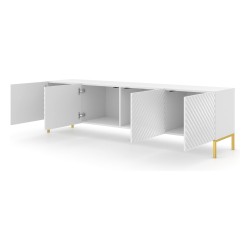 TV unit SURF 200 cm, 4 doors, white gloss, gold legs TV unit SURF 200 cm, 4 doors, white gloss, gold legs