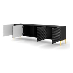 TV unit SURF 200 cm, 4 doors, black gloss, gold legs TV unit SURF 200 cm, 4 doors, black gloss, gold legs