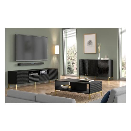 Coffee table SURF 90 cm, black mat, black legs Coffee table SURF 90 cm, black mat, black legs
