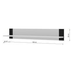 מדף קיר MONDI 125, לבן מט עם שחור מט מדף קיר MONDI 125, לבן מט עם שחור מט