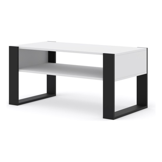 Coffee table MONDI 100 cm, white mat with black mat Coffee table MONDI 100 cm, white mat with black mat