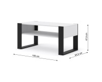 Coffee table MONDI 100 cm, white mat with black mat Coffee table MONDI 100 cm, white mat with black mat