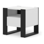 Bedside table MONDI 48 cm, white mat with black mat