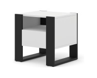 Bedside table MONDI 48 cm, white mat with black mat Bedside table MONDI 48 cm, white mat with black mat