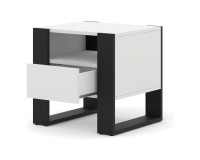 Bedside table MONDI 48 cm, white mat with black mat Bedside table MONDI 48 cm, white mat with black mat