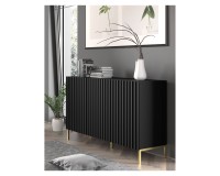 Комод WAVE 150 см, 3 двери, чёрный матовый, золотые ножки Комод WAVE 150 см, 3 двери, чёрный матовый, золотые ножки