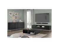 Комод WAVE 150 см, 3 двери, чёрный матовый, золотые ножки Комод WAVE 150 см, 3 двери, чёрный матовый, золотые ножки