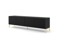 Комод WAVE 150 см, 3 двери, чёрный матовый, золотые ножки