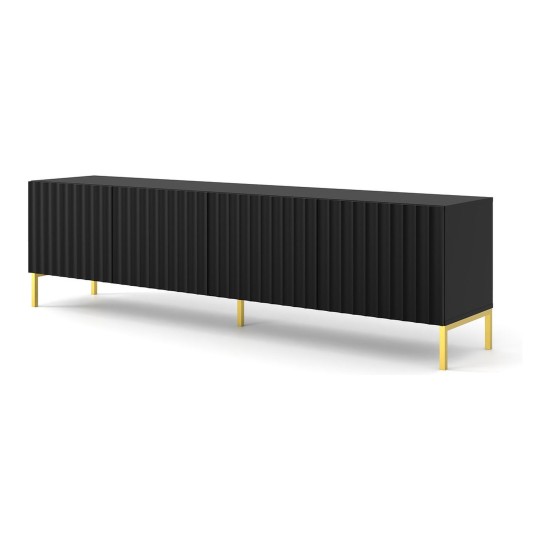 Комод WAVE 150 см, 3 двери, чёрный матовый, золотые ножки