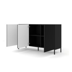 Chest of drawers WAVE 150 cm, 3 doors, black mat, black legs Chest of drawers WAVE 150 cm, 3 doors, black mat, black legs