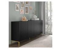 Комод WAVE 200 см, 4 двери, чёрный матовый, золотые ножки Комод WAVE 200 см, 4 двери, чёрный матовый, золотые ножки
