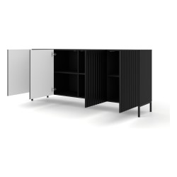 Chest of drawers WAVE 200 cm, 4 doors, black mat, black legs Chest of drawers WAVE 200 cm, 4 doors, black mat, black legs
