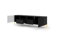 TV unit WAVE 200 cm, 2 doors and 2 drawers, black mat, gold legs TV unit WAVE 200 cm, 2 doors and 2 drawers, black mat, gold legs