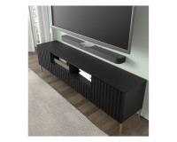 TV unit WAVE 200 cm, 2 doors and 2 drawers, black mat, gold legs TV unit WAVE 200 cm, 2 doors and 2 drawers, black mat, gold legs