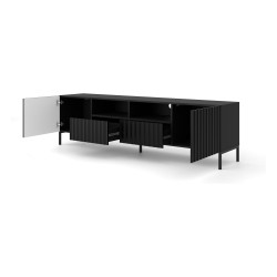 TV unit WAVE 200 cm, 2 doors and 2 drawers, black mat, black legs TV unit WAVE 200 cm, 2 doors and 2 drawers, black mat, black legs