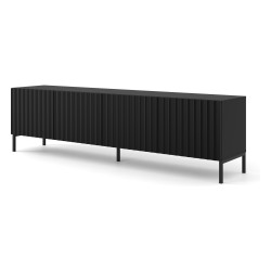 TV unit WAVE 200 cm, 4 doors, black mat, black legs