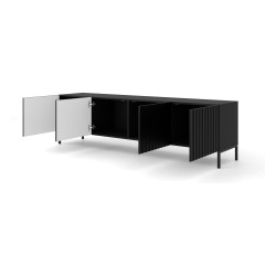TV unit WAVE 200 cm, 4 doors, black mat, black legs TV unit WAVE 200 cm, 4 doors, black mat, black legs