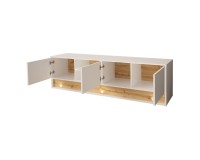 TV unit VISIONARY 180 cm, white mat with white gloss front, wotan oak back panel TV unit VISIONARY 180 cm, white mat with white gloss front, wotan oak back panel