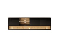 TV unit VISIONARY 180 cm, black mat with black gloss front, wotan oak back panel TV unit VISIONARY 180 cm, black mat with black gloss front, wotan oak back panel