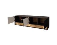 TV unit VISIONARY 180 cm, black mat with black gloss front, wotan oak back panel TV unit VISIONARY 180 cm, black mat with black gloss front, wotan oak back panel