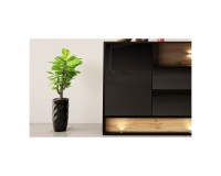 Chest of drawers VISIONARY 160 cm, black gloss, wotan oak back panel Chest of drawers VISIONARY 160 cm, black gloss, wotan oak back panel