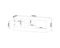 TV unit VISIONARY 140 cm, black mat with black gloss front, wotan oak back panel TV unit VISIONARY 140 cm, black mat with black gloss front, wotan oak back panel