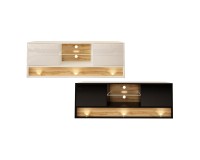 TV unit VISIONARY 140 cm, black mat with black gloss front, wotan oak back panel TV unit VISIONARY 140 cm, black mat with black gloss front, wotan oak back panel