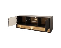 TV unit VISIONARY 140 cm, black mat with black gloss front, wotan oak back panel TV unit VISIONARY 140 cm, black mat with black gloss front, wotan oak back panel