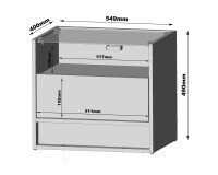 Bedside table VISIONARY 55 cm, white mat with white gloss front