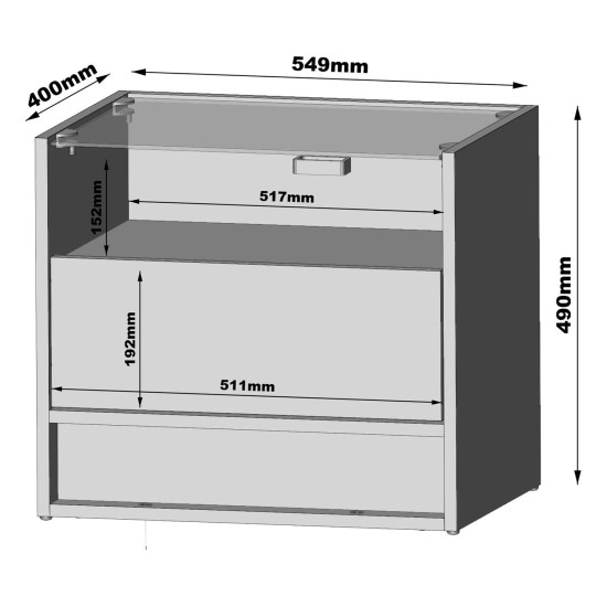 Bedside table VISIONARY 55 cm, white mat with white gloss front
