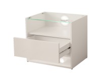 Bedside table VISIONARY 55 cm, white mat with white gloss front
