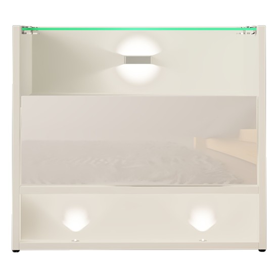 Bedside table VISIONARY 55 cm, white mat with white gloss front