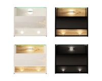 Bedside table VISIONARY 55 cm, white mat with white gloss front