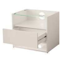 Bedside table VISIONARY 55 cm, white mat with white gloss front